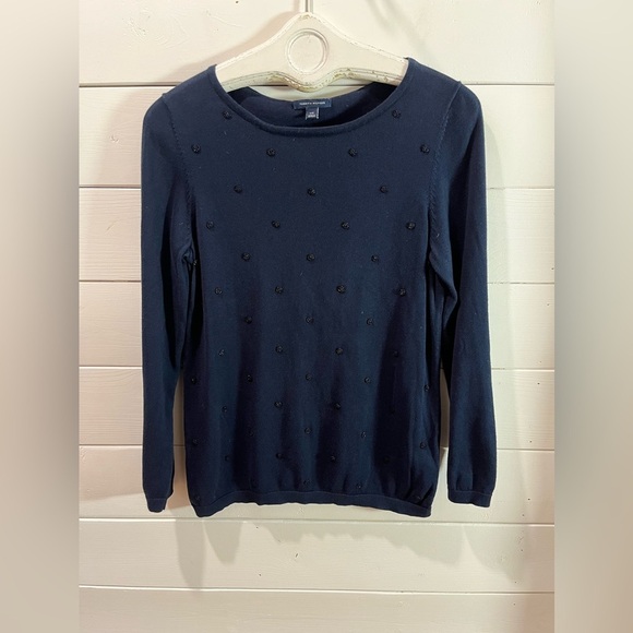 💙 TOMMY HILFIGER – L – Navy blue beaded sweater - Picture 1 of 7